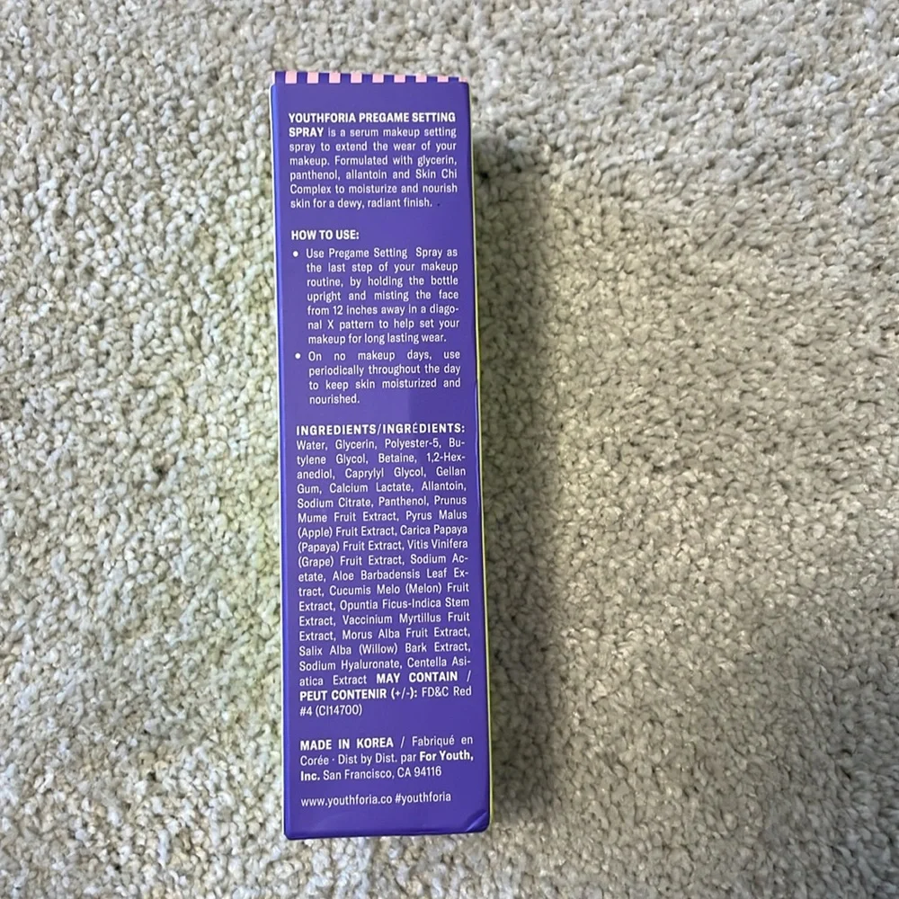 Youth Foria Skin Moisturizing Serum Setting Spray NIB